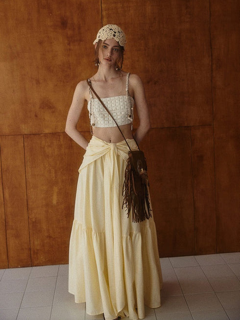 Rhea Bow-Tie Maxi Skirt